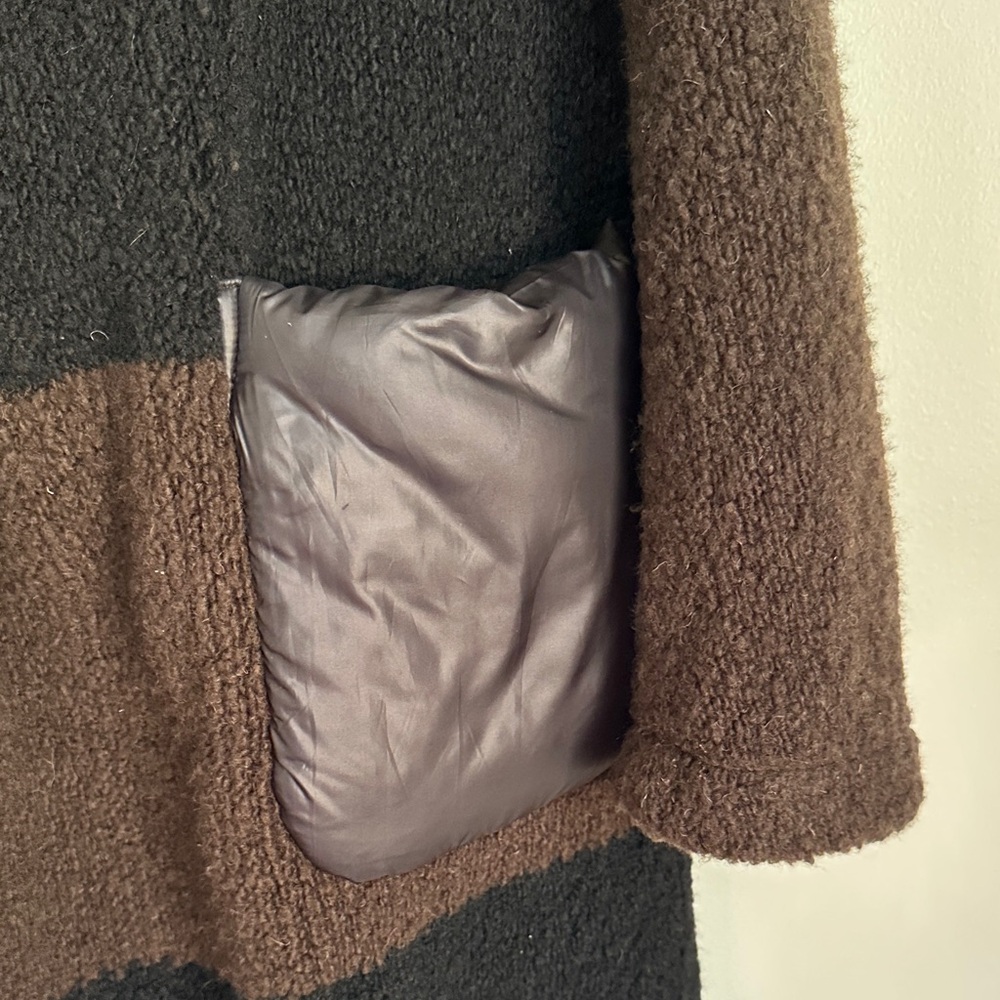 Violanti Italian Brown and Black Hooded Coat with Fringe. Stunning, heavy, soft - Picture 5 of 14